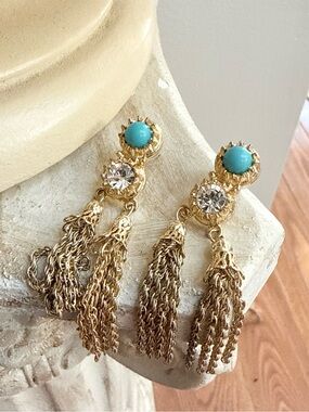 Lilly Pulitzer Tassel Drop Earrings with Turquoise & Crystal Accents